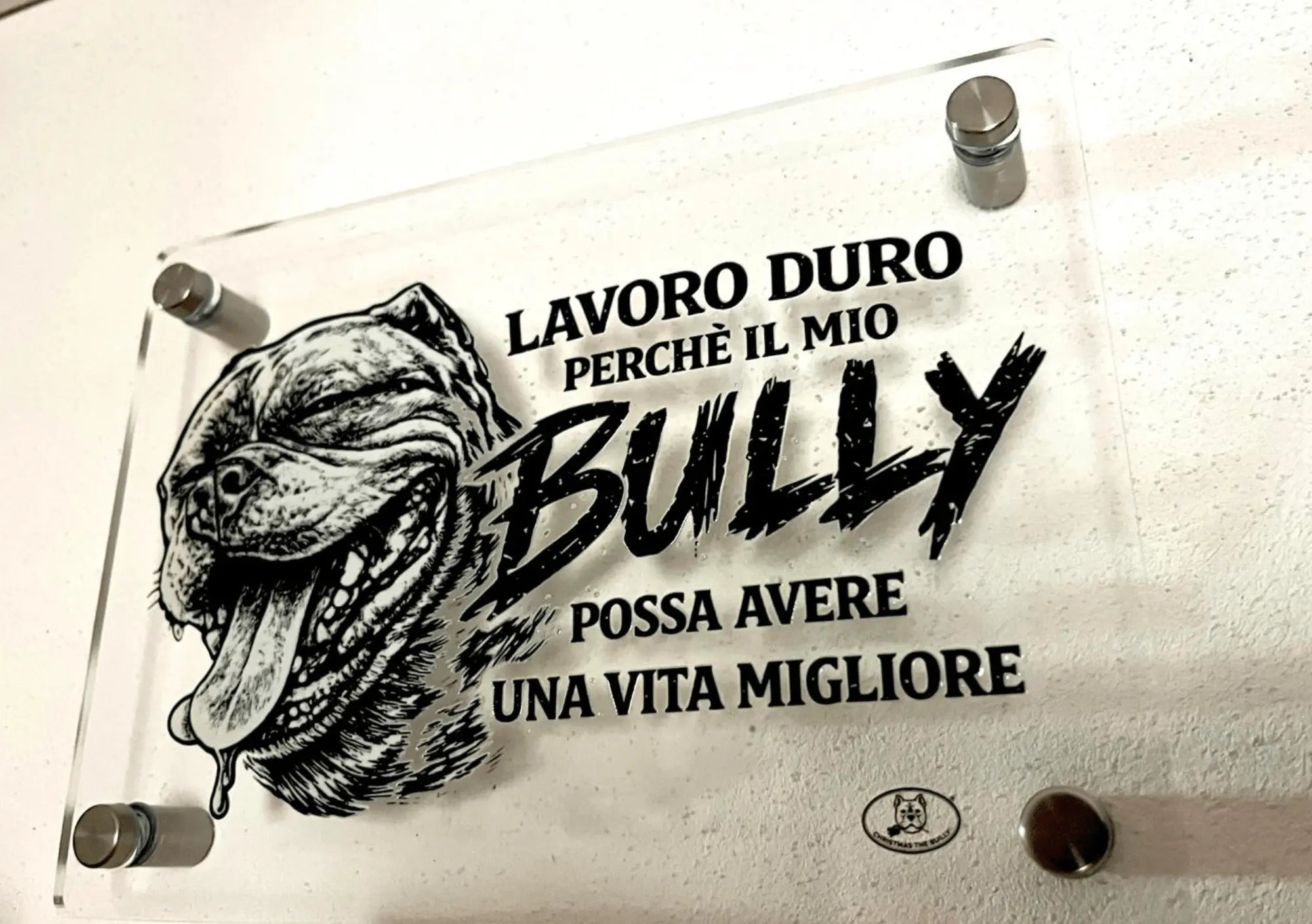 TARGA D'INGRESSO IN PLEXIGLASS PER CANCELLI E MURI – TERRITORIO BULLY - Christmas The Bully