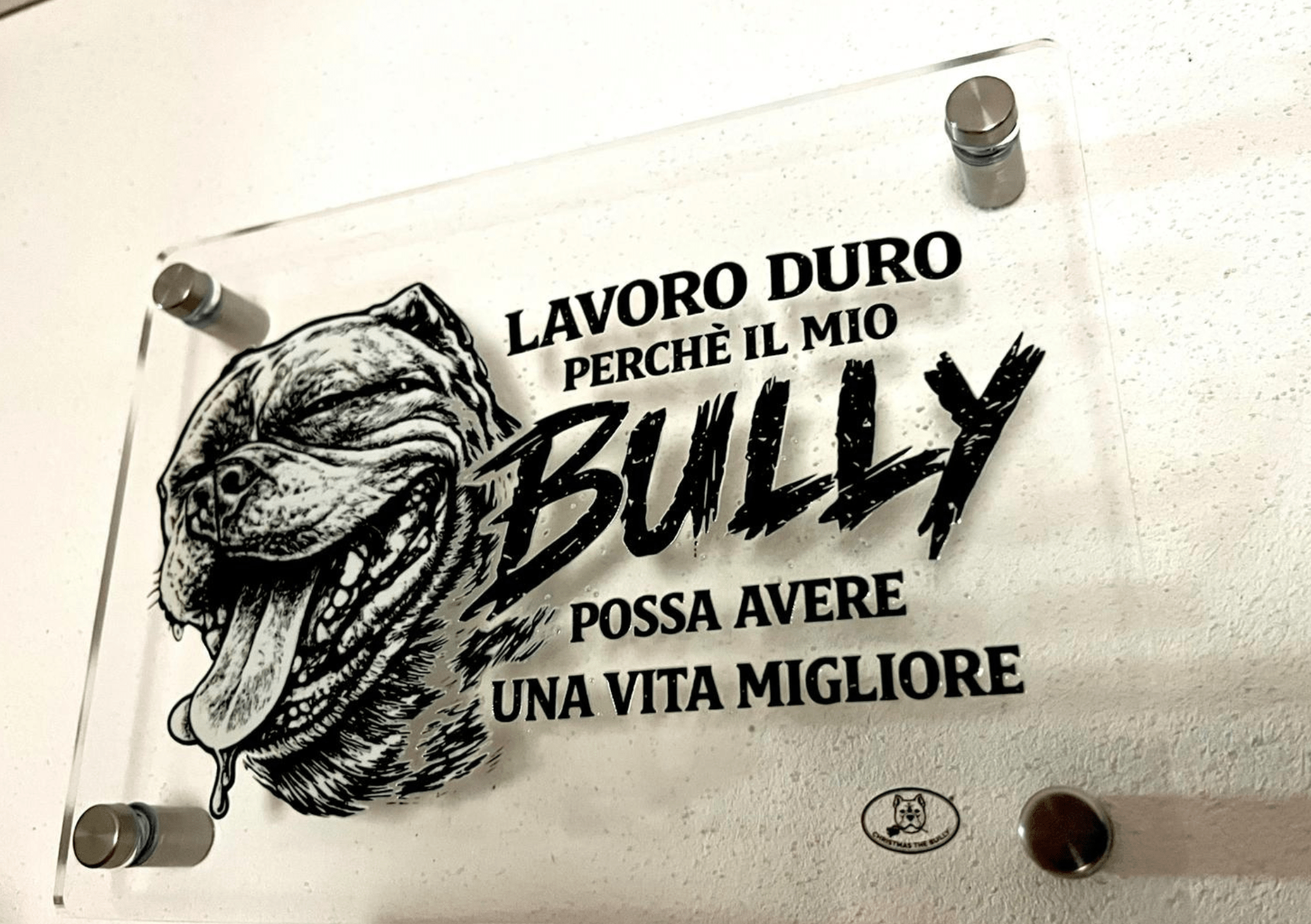 TARGA D'INGRESSO IN PLEXIGLASS PER CANCELLI E MURI – TERRITORIO BULLY - Christmas The Bully